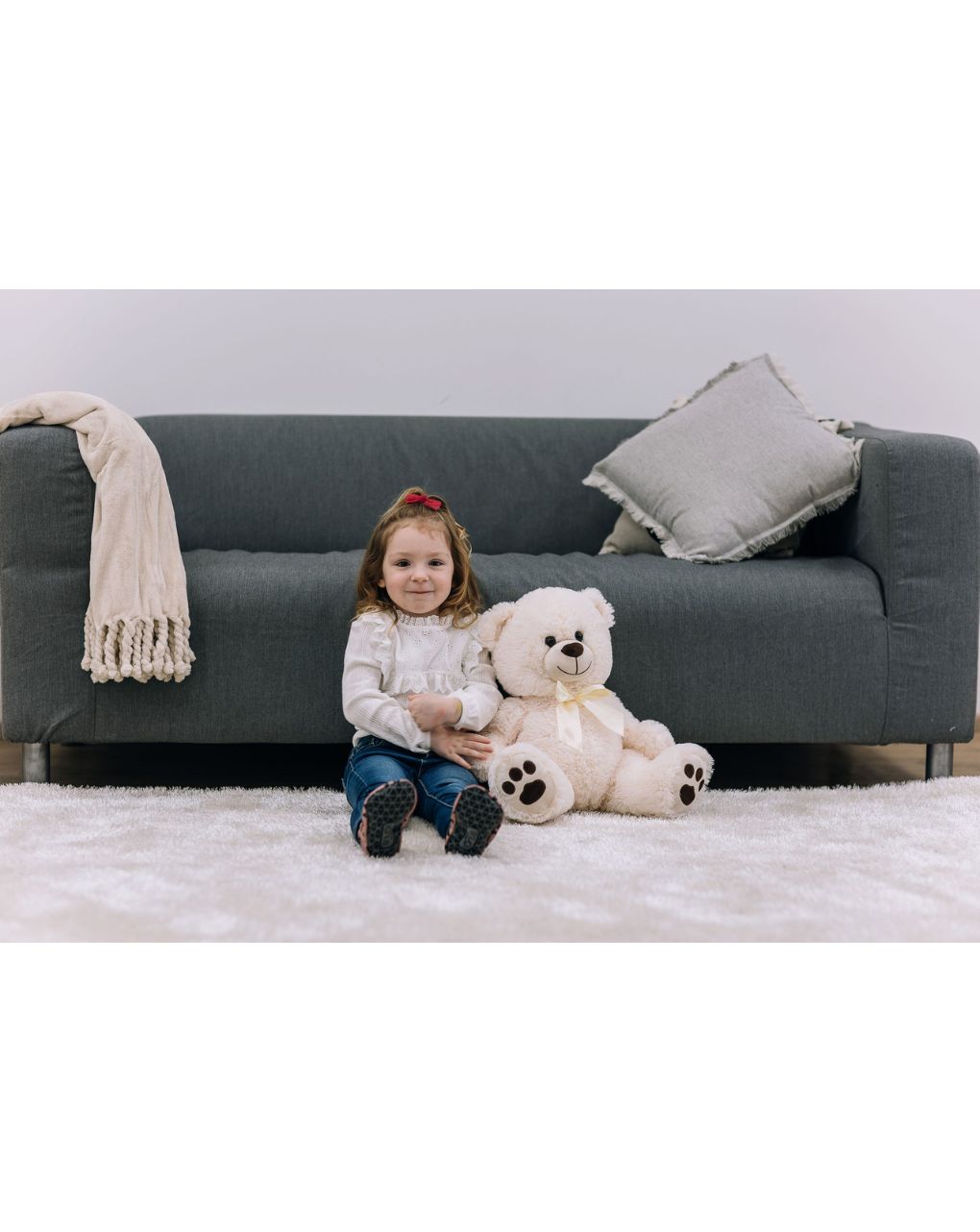 Freeon λούτρινο αρκουδάκι 38εκ white 84874 - Freeon