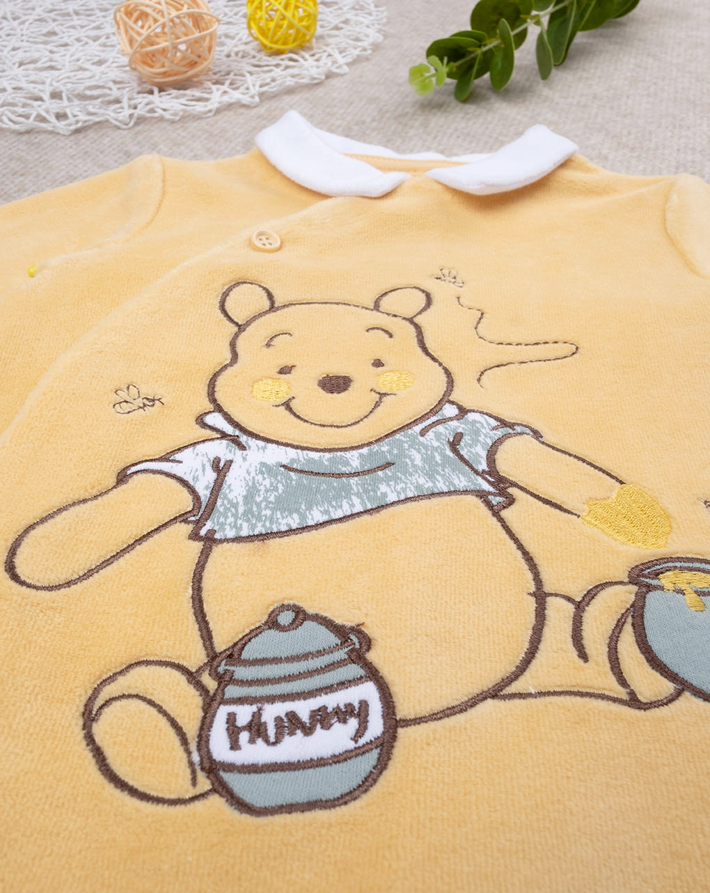 βρεφικό φορμάκι σενίλ κίτρινο winnie για αγόρι - Prénatal