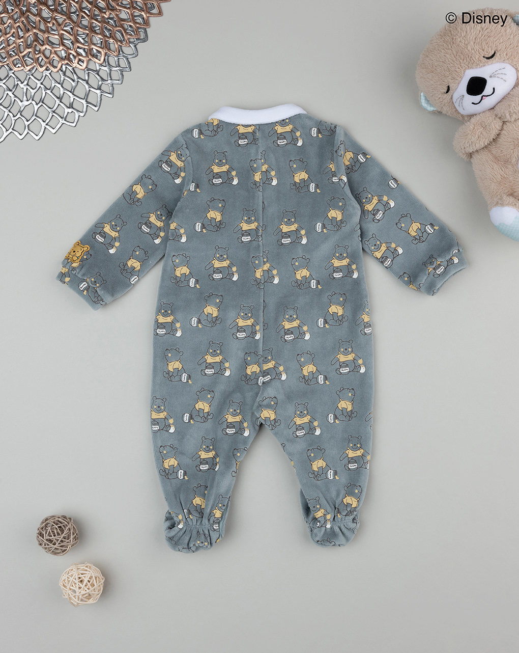 βρεφικό φορμάκι σενίλ γκριζοπράσινο winnie για αγόρι - Prénatal