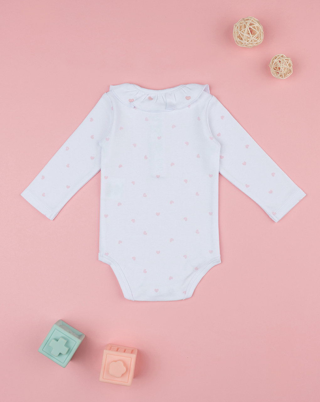βρεφικό κορμάκι λευκό με καρδούλες για κορίτσι - Prénatal