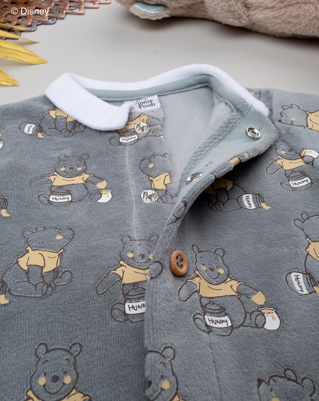 βρεφικό φορμάκι σενίλ γκριζοπράσινο winnie για αγόρι - Prénatal