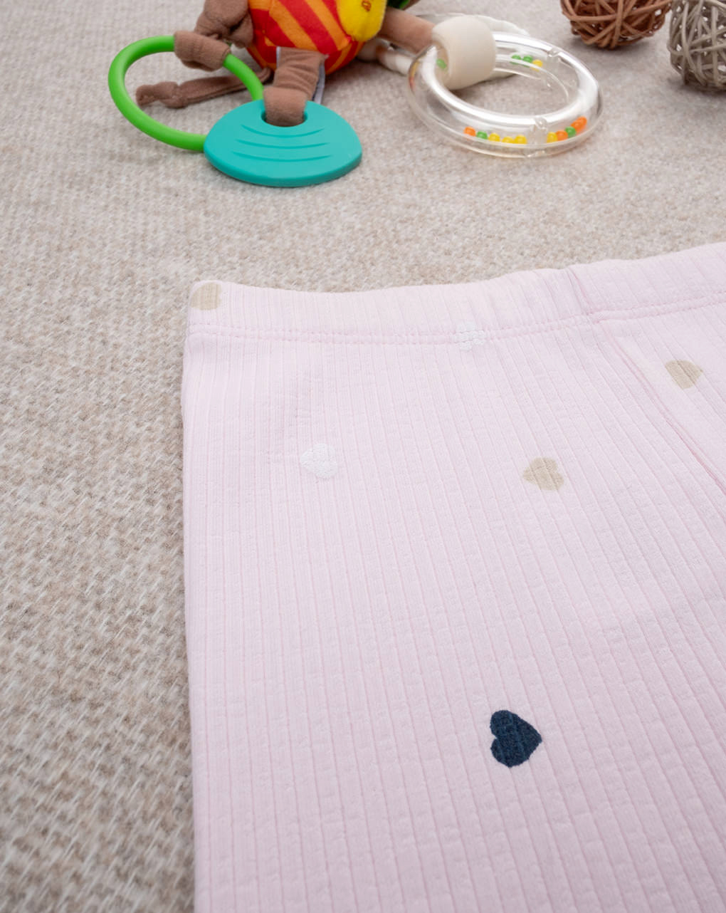 βρεφικό κολάν ριμπ ροζ με καρδούλες για κορίτσι - Prénatal