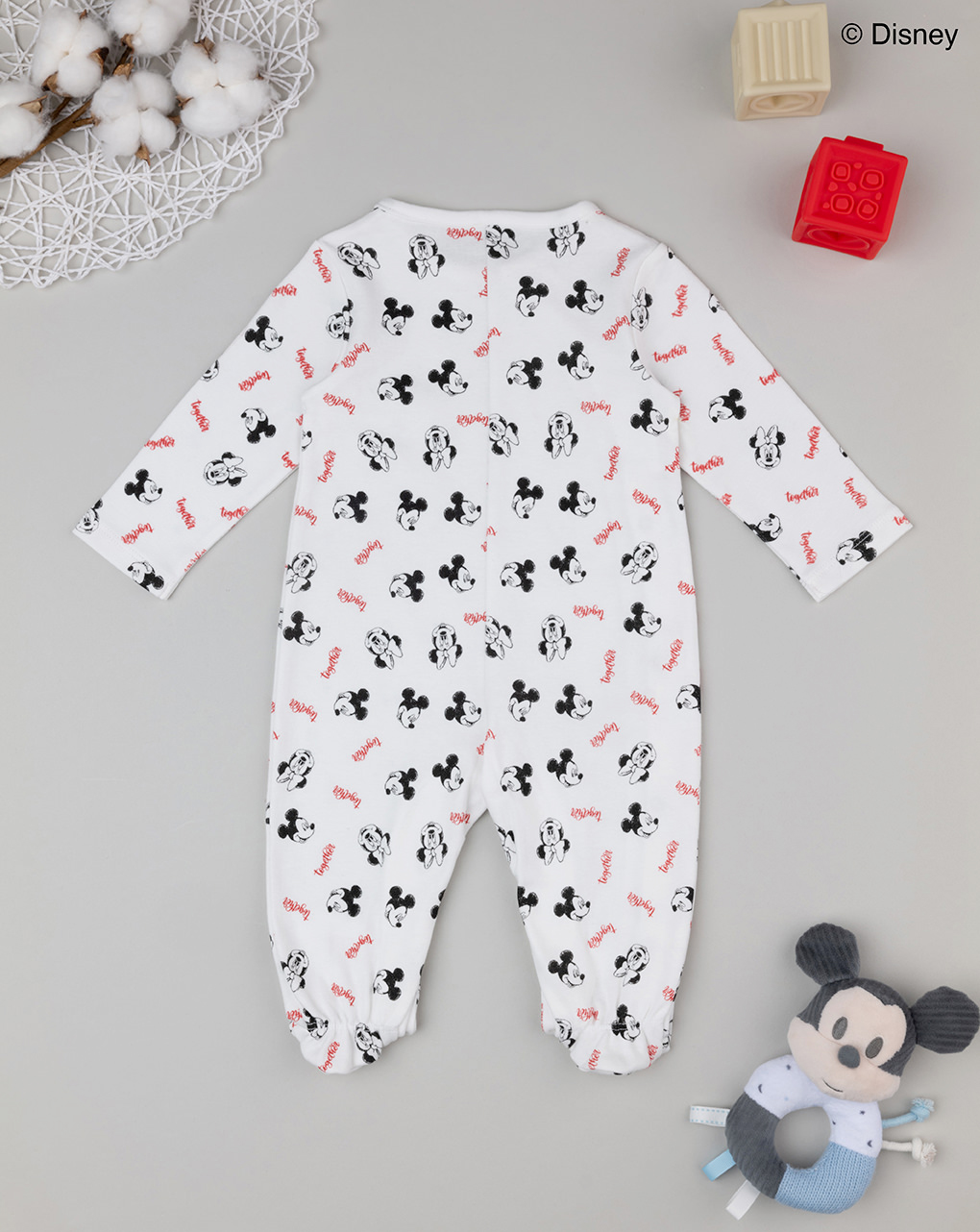 βρεφικό φορμάκι λευκό mickey & minnie unisex - Prénatal