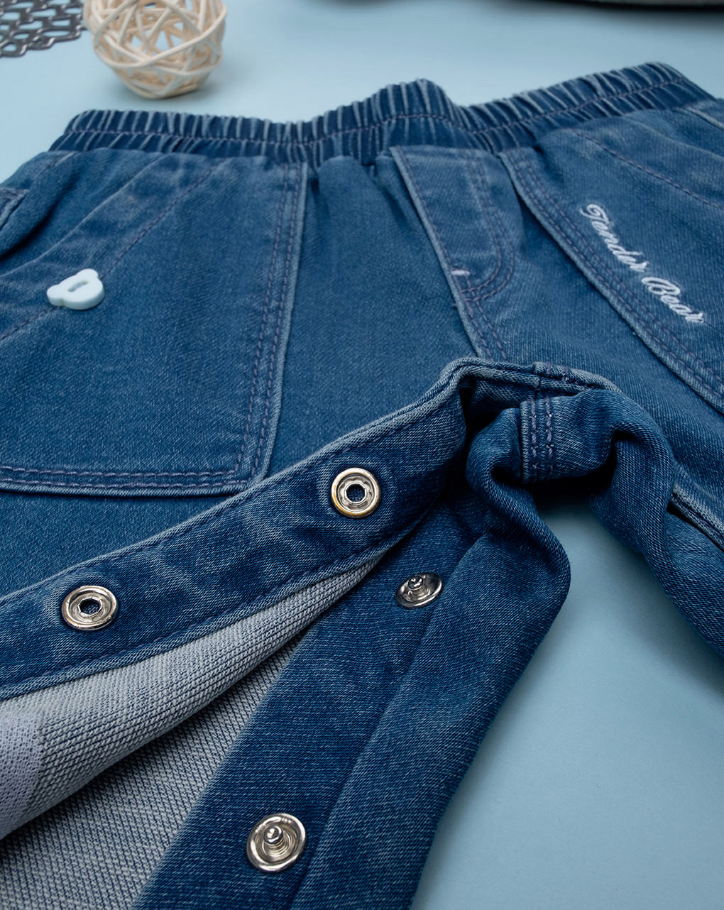 βρεφικό τζιν παντελόνι μπλε με αρκουδάκι για αγόρι - Prénatal