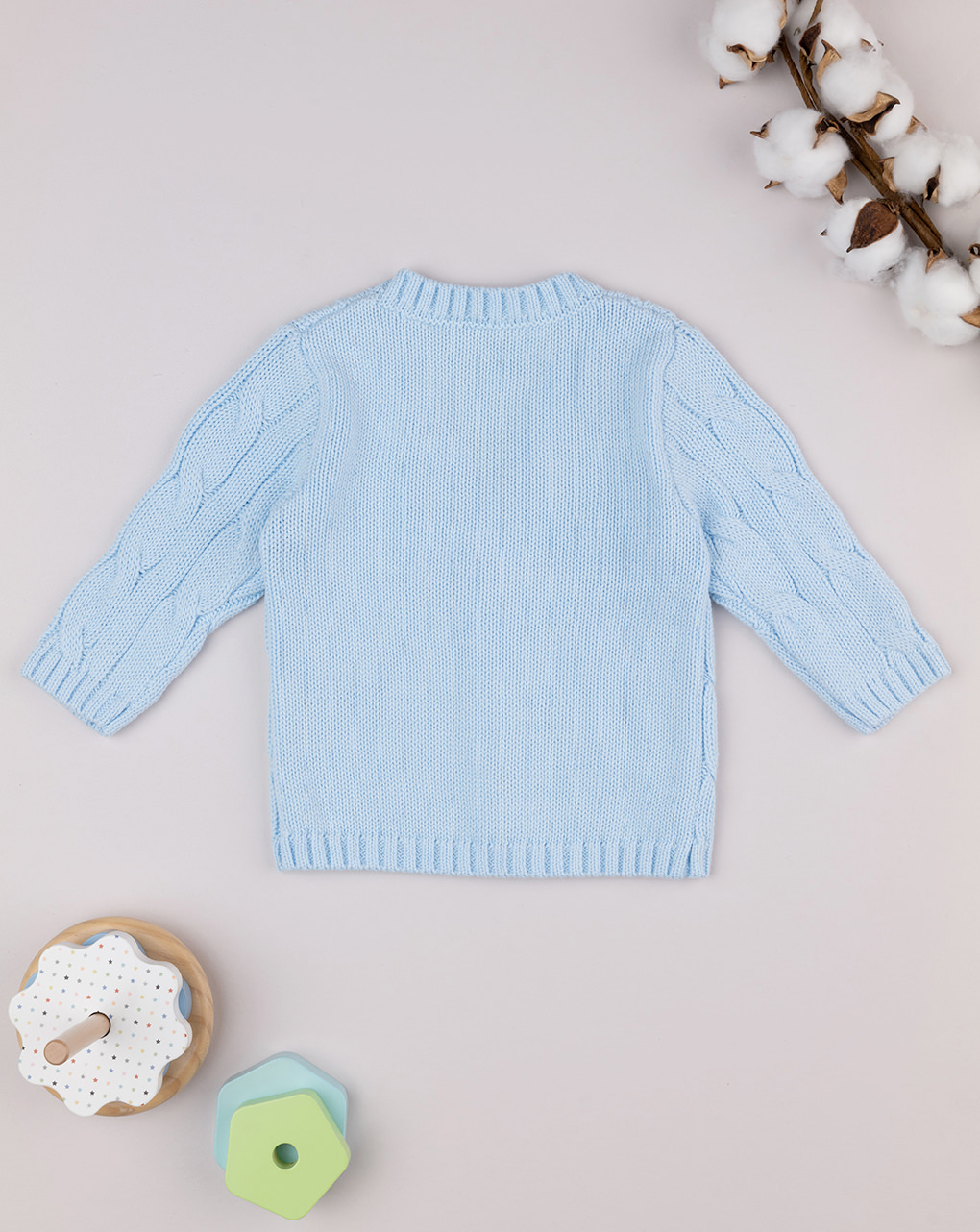 βρεφική ζακέτα πλεκτή γαλάζια με αρκουδάκι για αγόρι - Prénatal