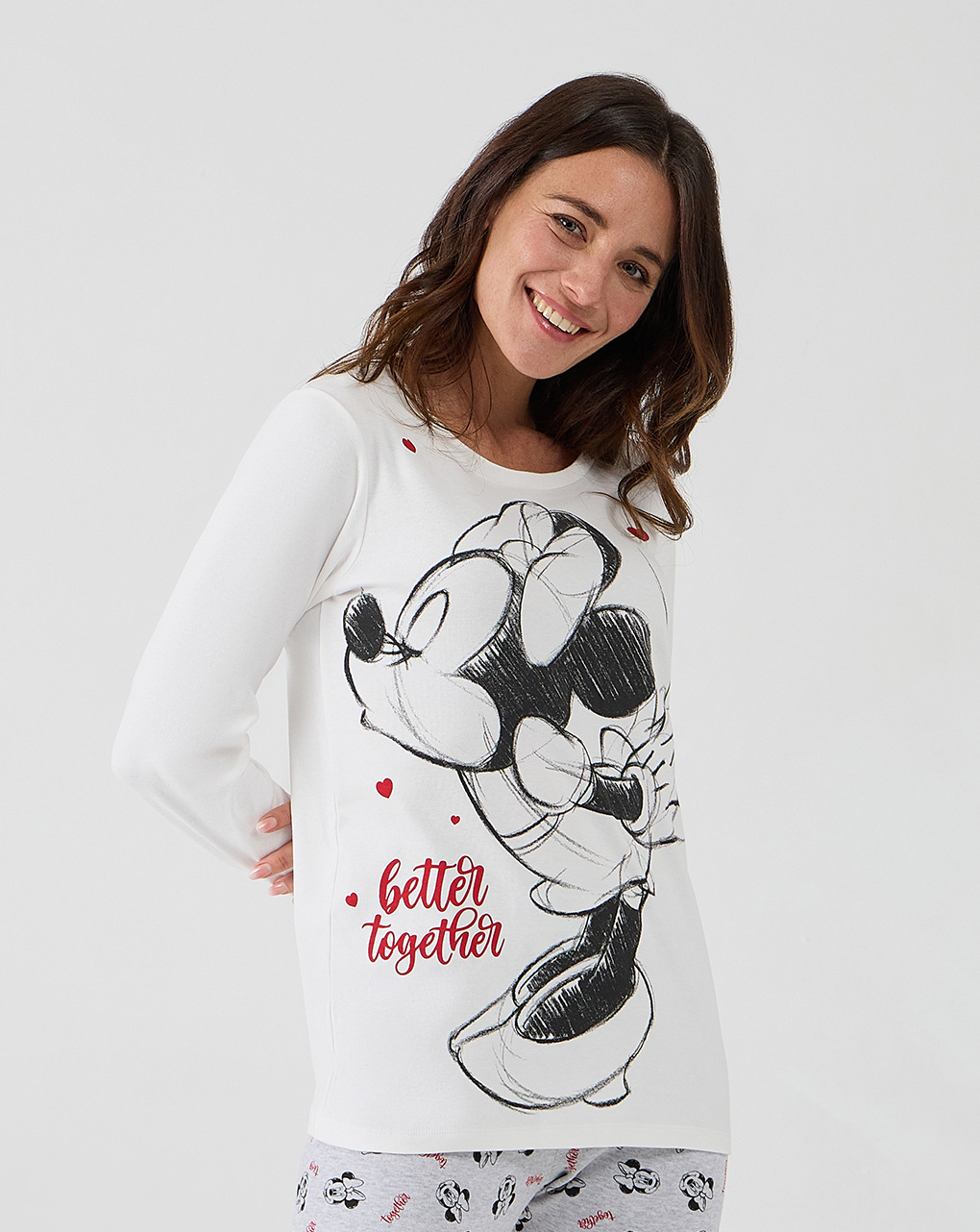 γυναικεία πιτζάμα λευκή/γκρι minney - Prénatal