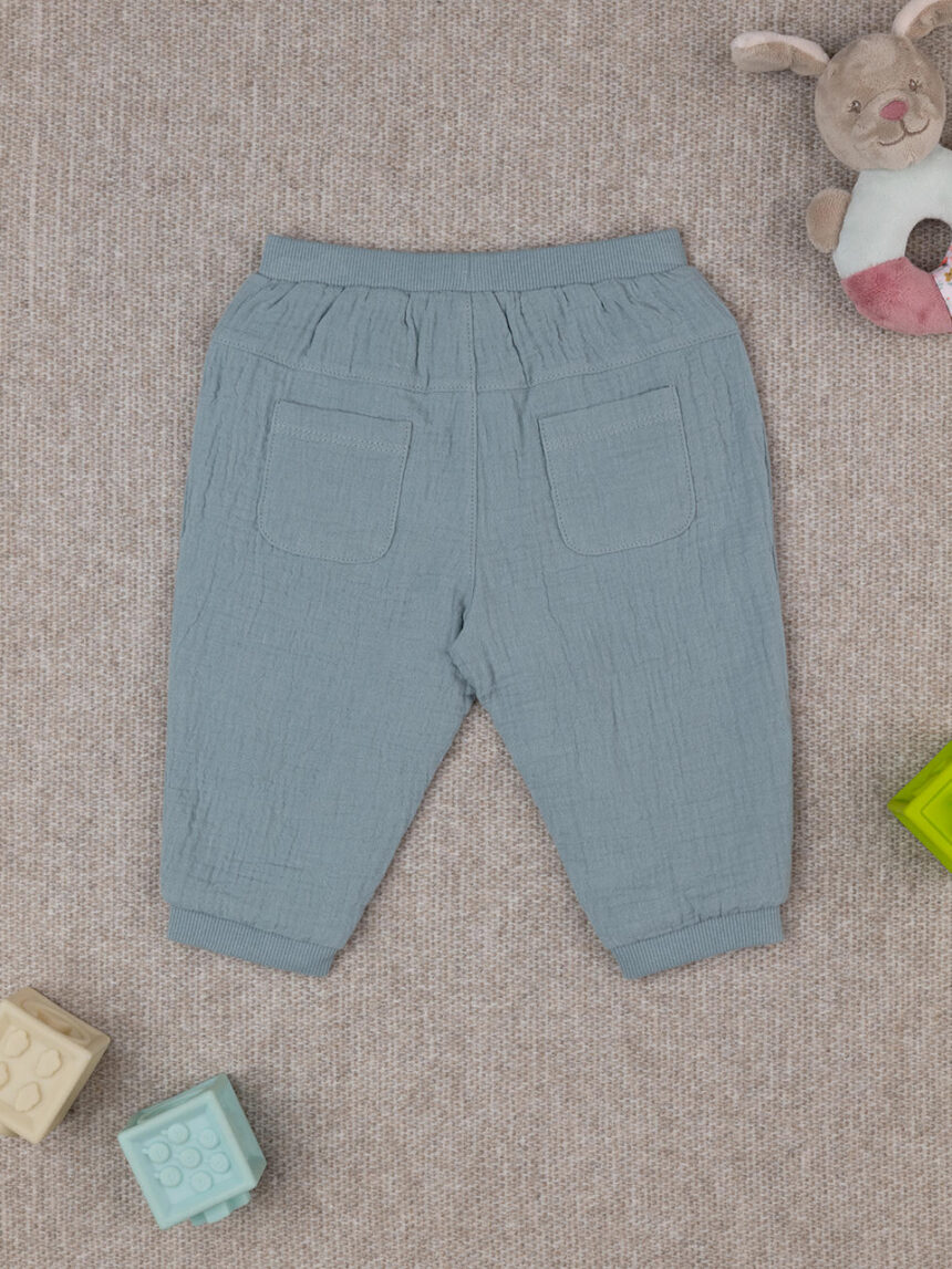 βρεφικό παντελόνι μουσελίνα γκριζοπράσινο για αγόρι - Prénatal