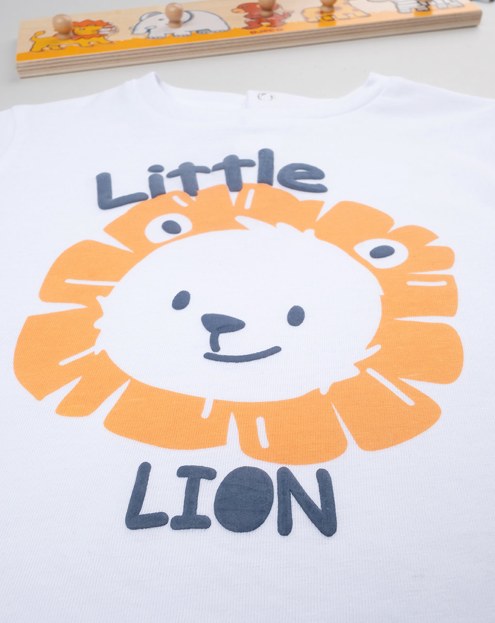 βρεφική μπλούζα λευκή lion για αγόρι - Prénatal
