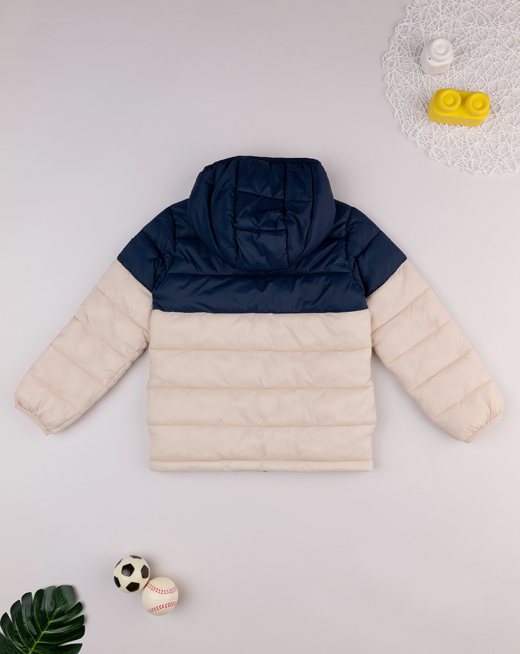 παιδικό μπουφάν puffer μπλε/μπεζ για αγόρι - Prénatal