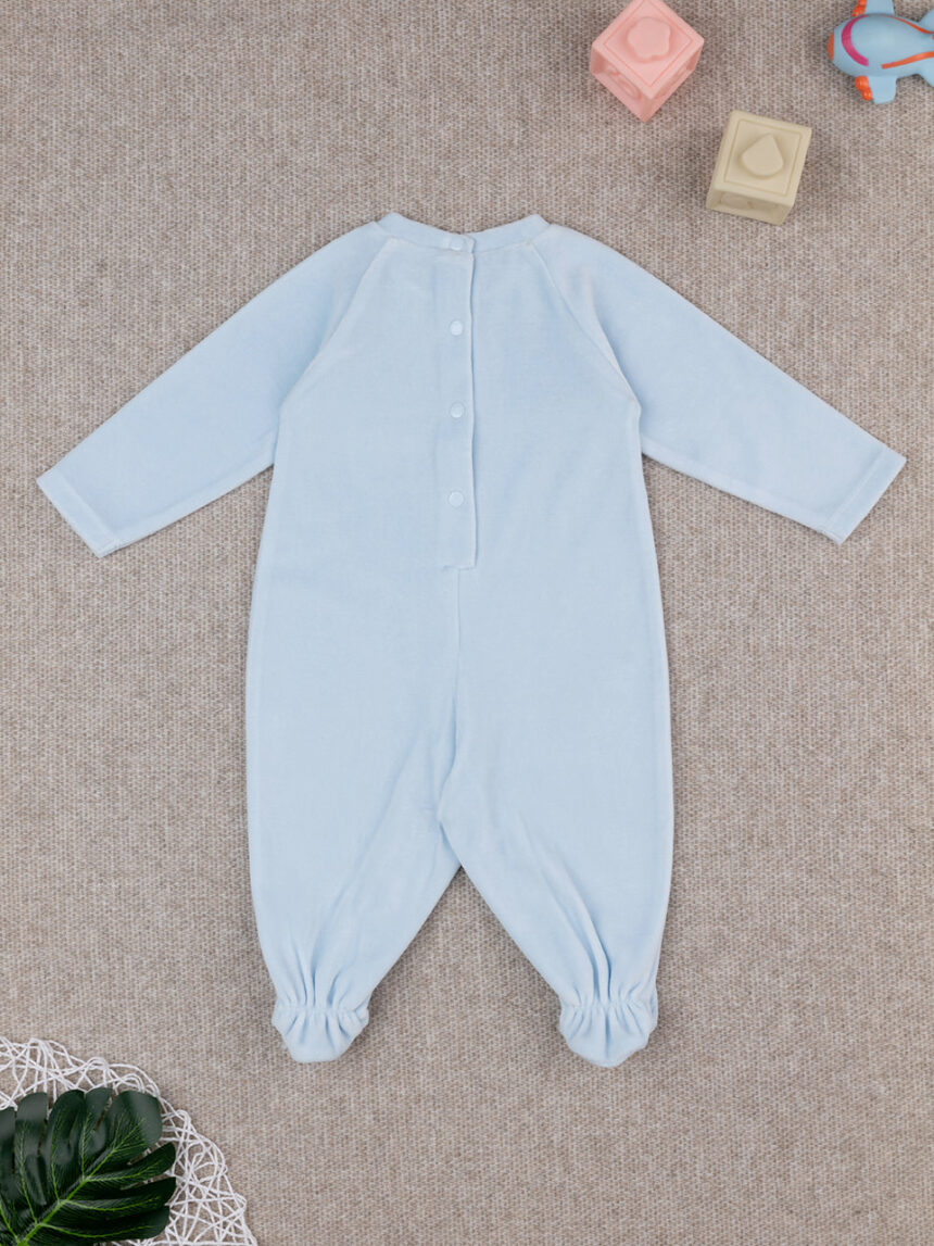 βρεφικό φορμάκι σενίλ γαλάζιο με αρκουδάκια για αγόρι - Prénatal