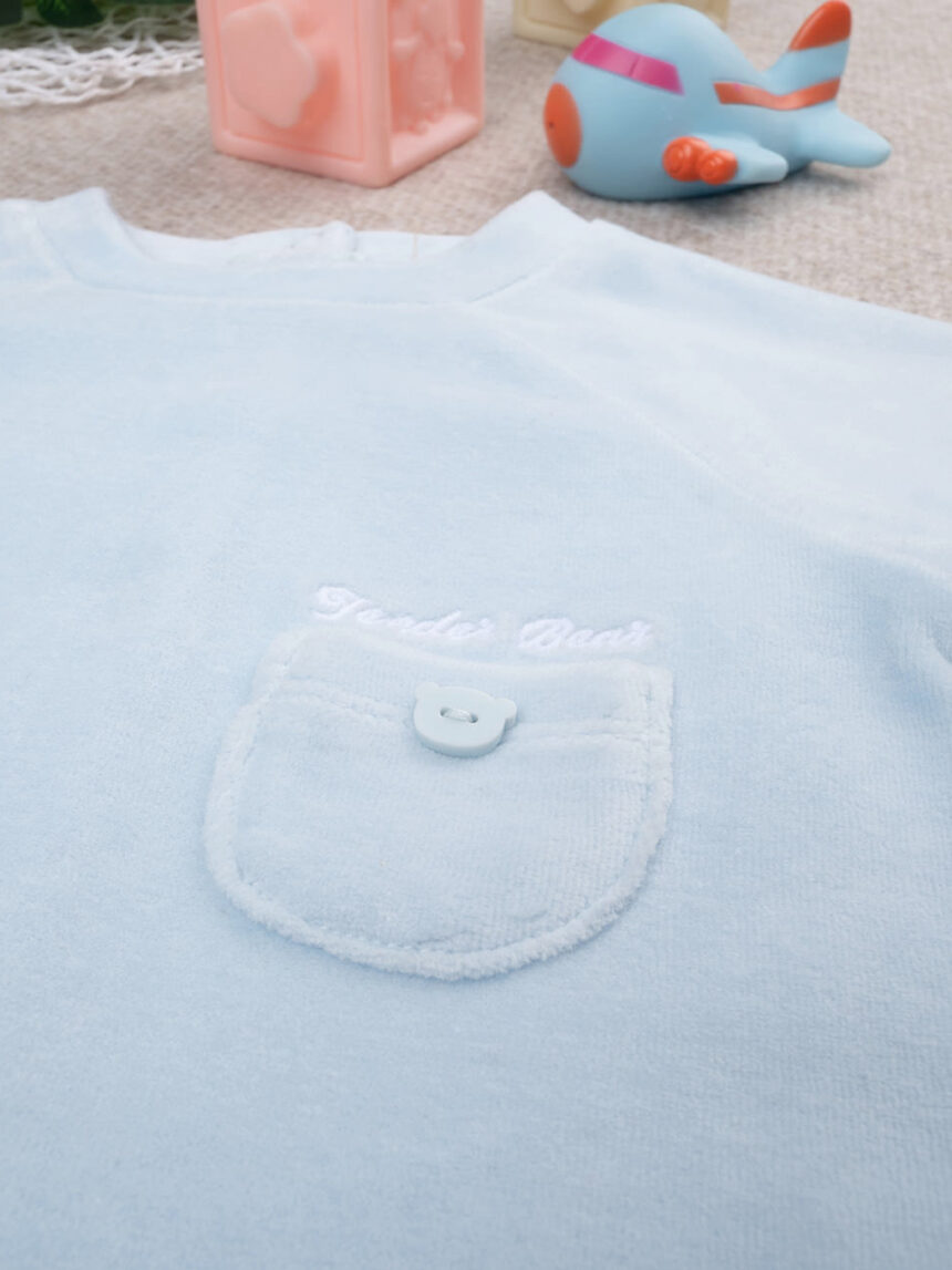 βρεφικό φορμάκι σενίλ γαλάζιο με αρκουδάκια για αγόρι - Prénatal