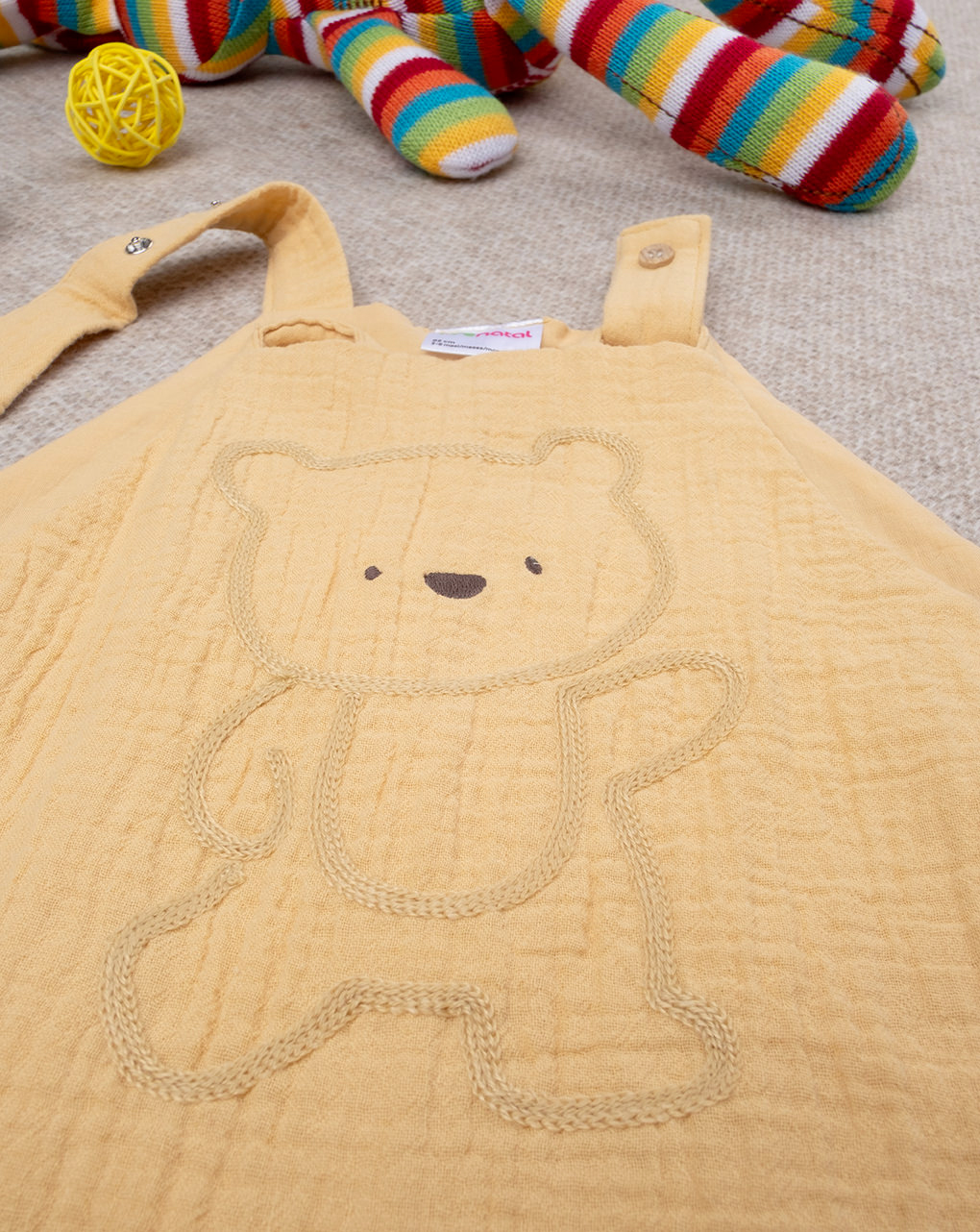 βρεφική σαλοπέτα κίτρινη με αρκουδάκι για αγόρι - Prénatal