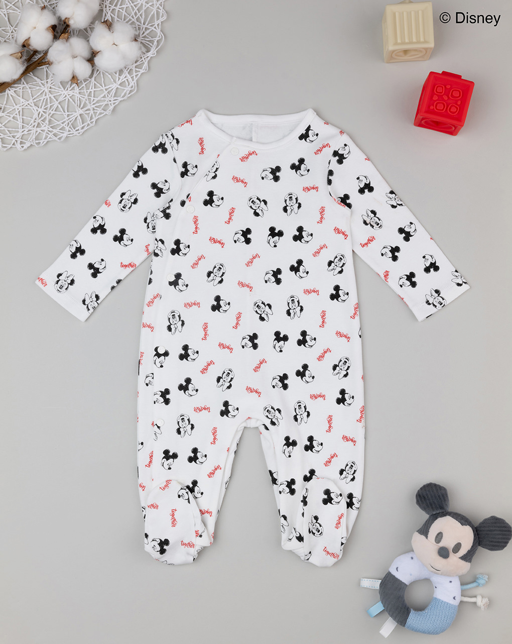 βρεφικό φορμάκι λευκό mickey & minnie unisex