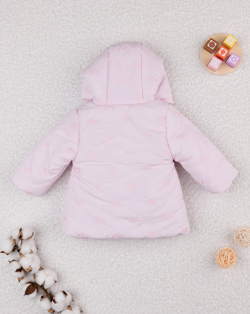 βρεφικό μπουφάν ροζ φλοράλ για κορίτσι - Prénatal