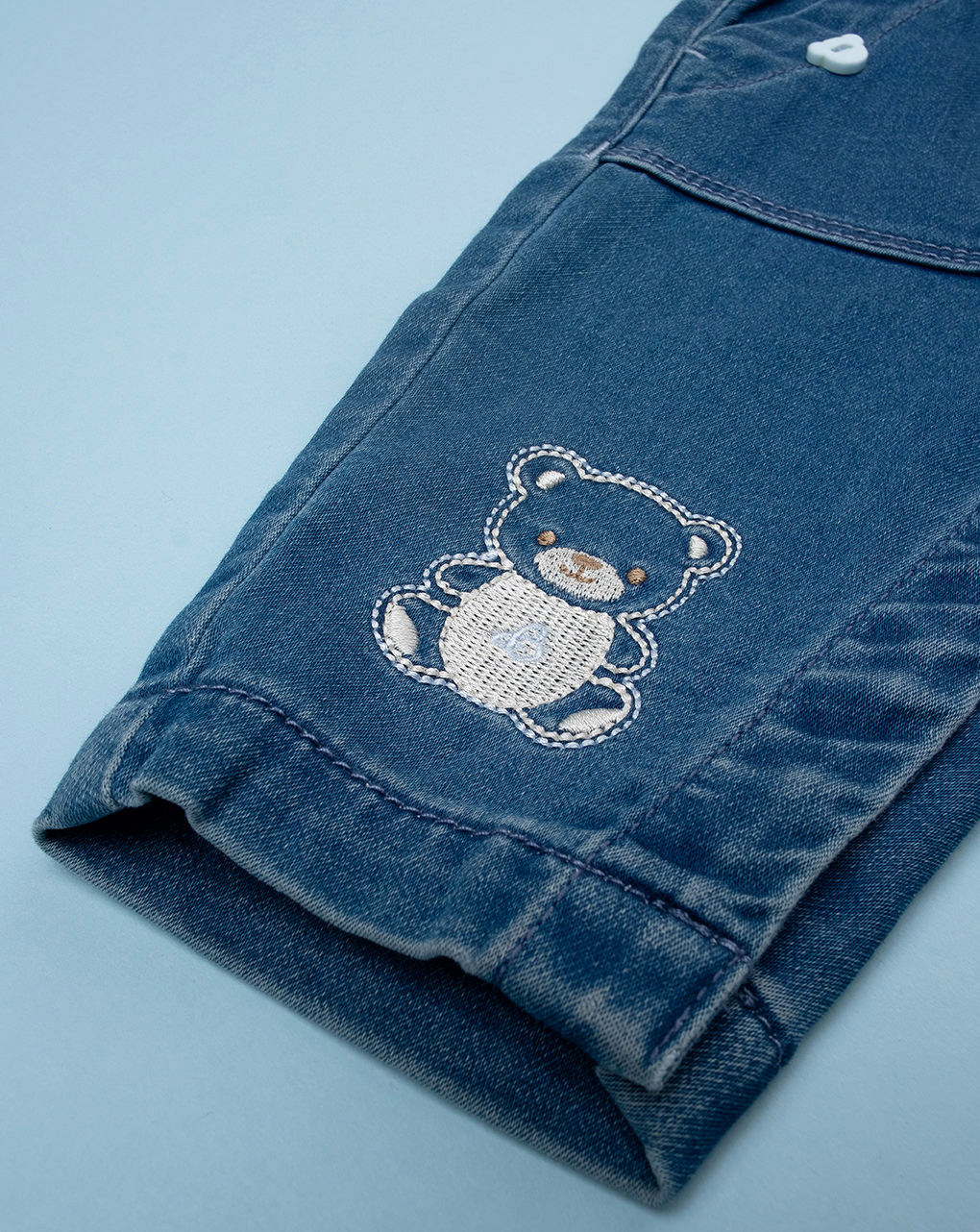 βρεφικό τζιν παντελόνι μπλε με αρκουδάκι για αγόρι - Prénatal