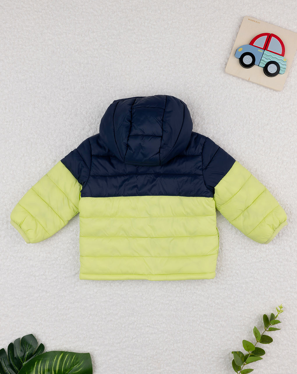 βρεφικό μπουφάν puffer μπλε/λαχανί για αγόρι - Prénatal