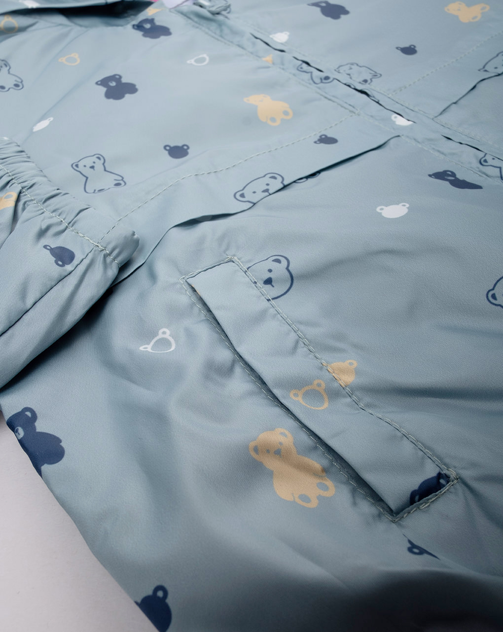 βρεφικό αντιανεμικό μπουφάν γκριζοπράσινο με αρκουδάκια για αγόρι - Prénatal