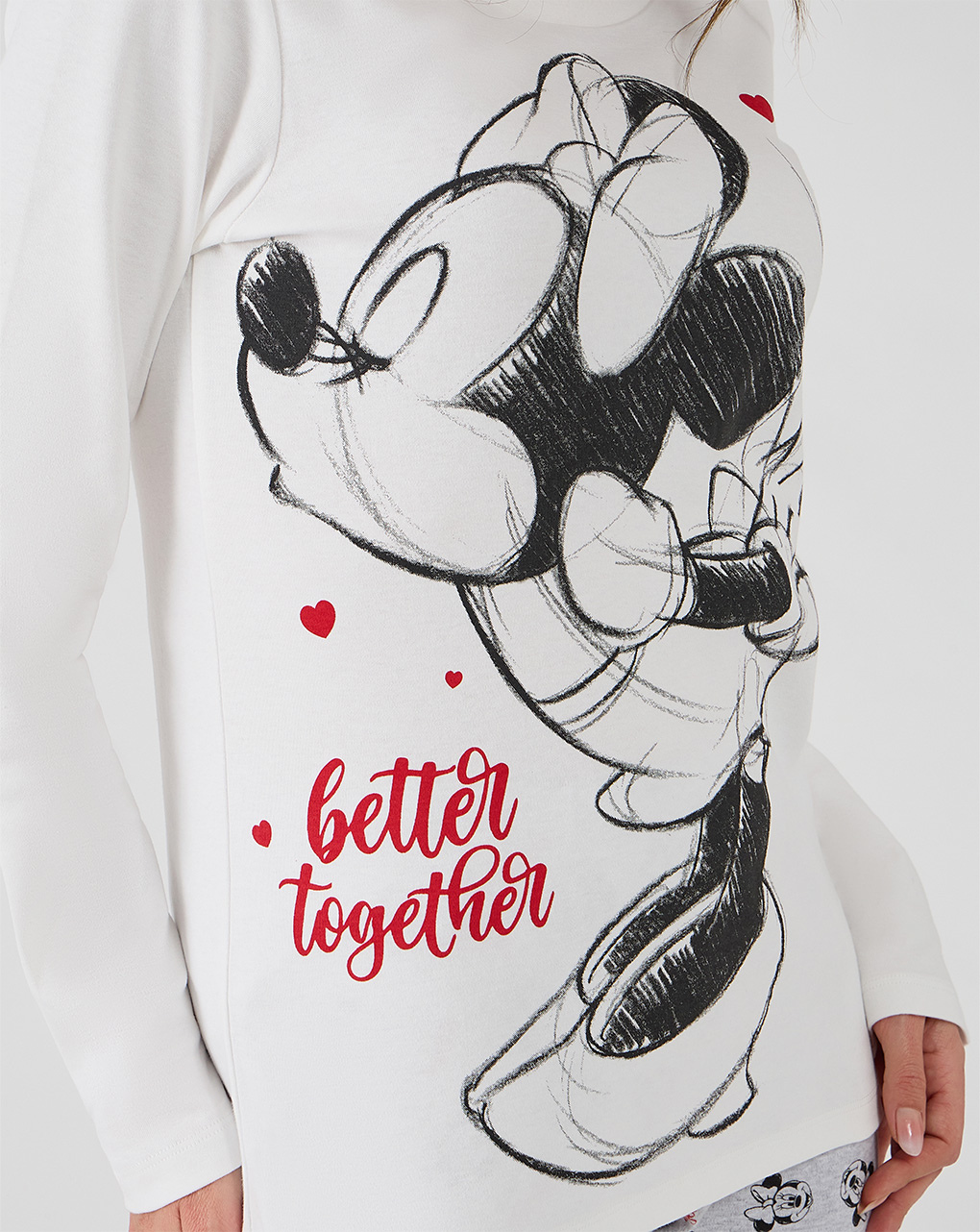 γυναικεία πιτζάμα λευκή/γκρι minney - Prénatal