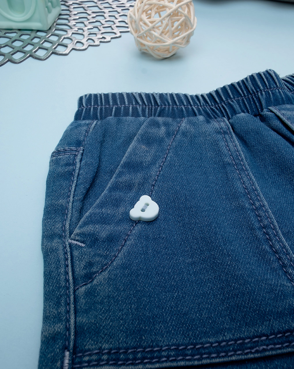 βρεφικό τζιν παντελόνι μπλε με αρκουδάκι για αγόρι - Prénatal