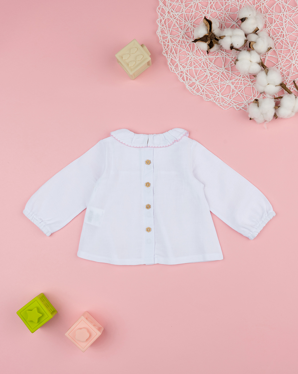 βρεφικό πουκάμισο λευκό με καρδούλες για κορίτσι - Prénatal