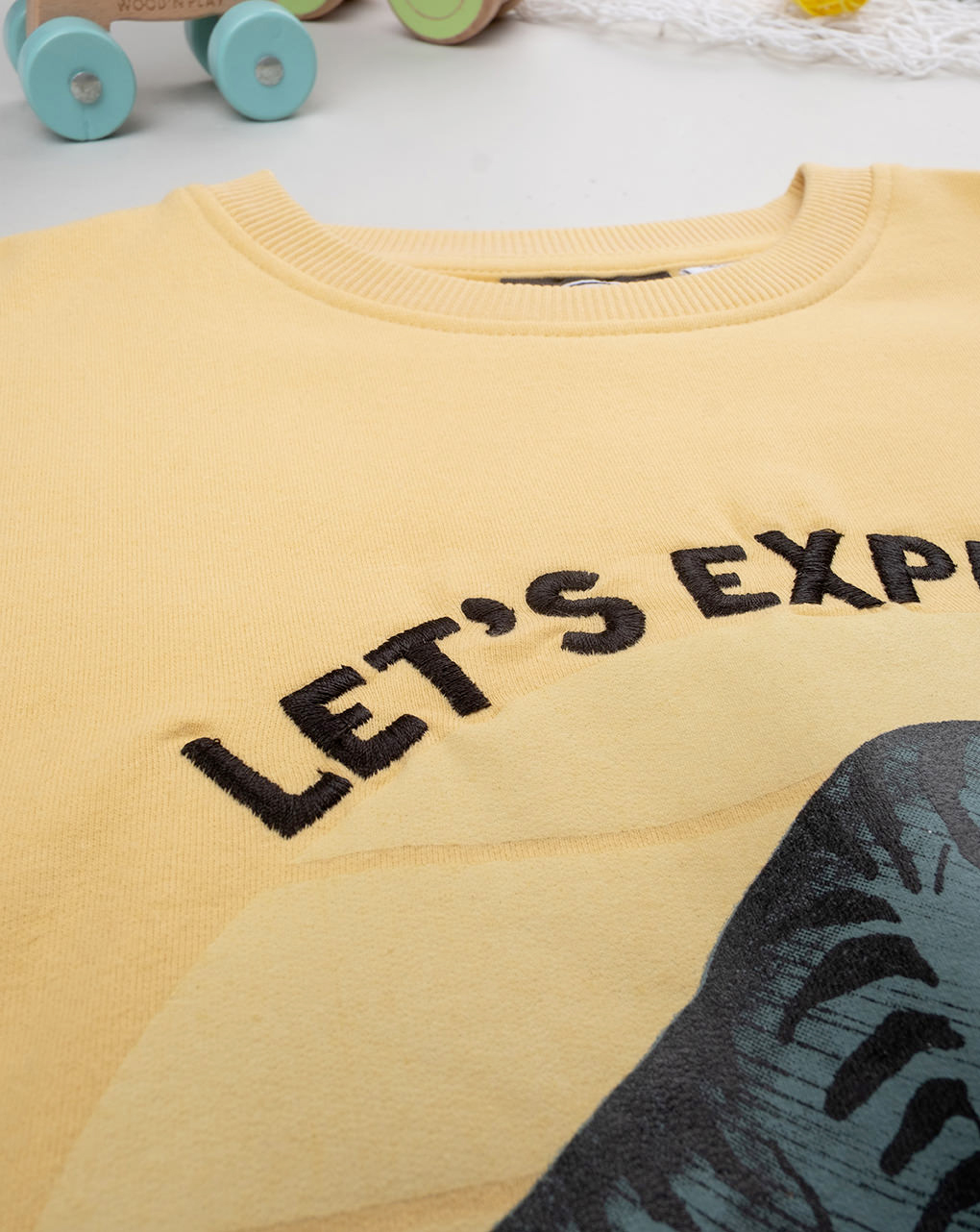 παιδική μπλούζα φούτερ κίτρινη let's explore για αγόρι - Prénatal