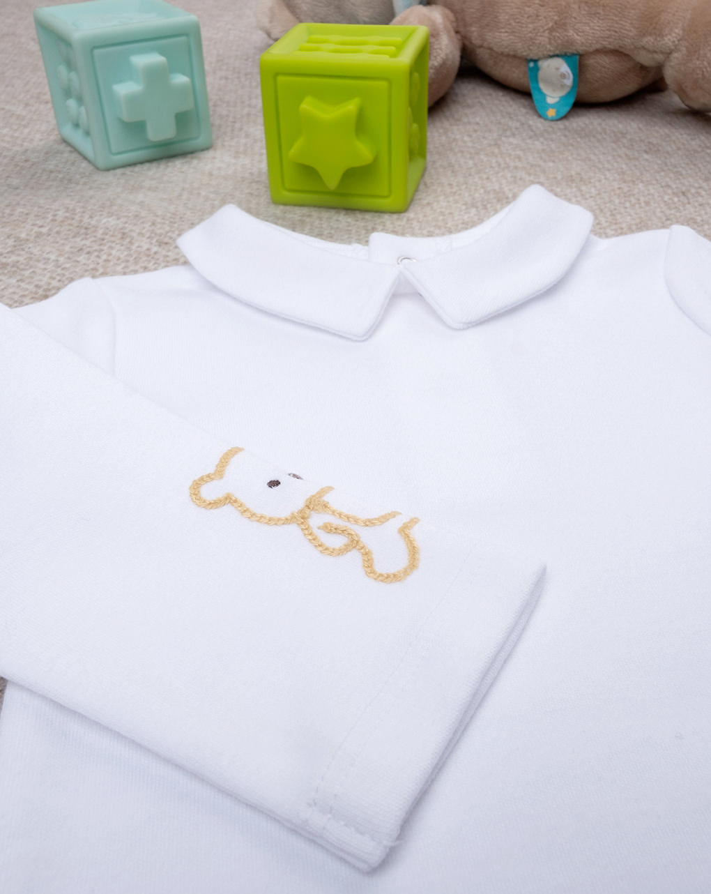 βρεφικό κορμάκι λευκό με αρκουδάκια για αγόρι - Prénatal