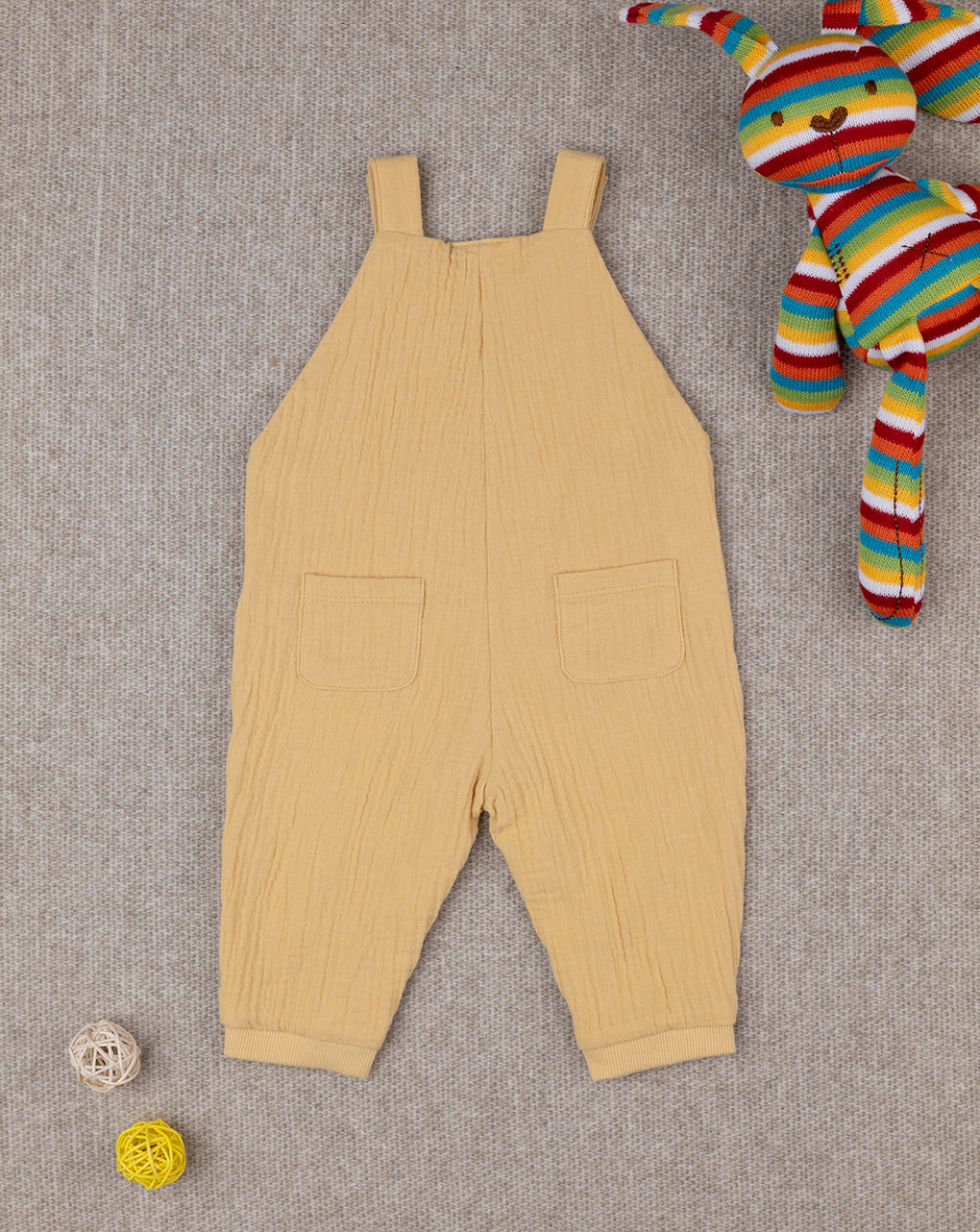 βρεφική σαλοπέτα κίτρινη με αρκουδάκι για αγόρι - Prénatal