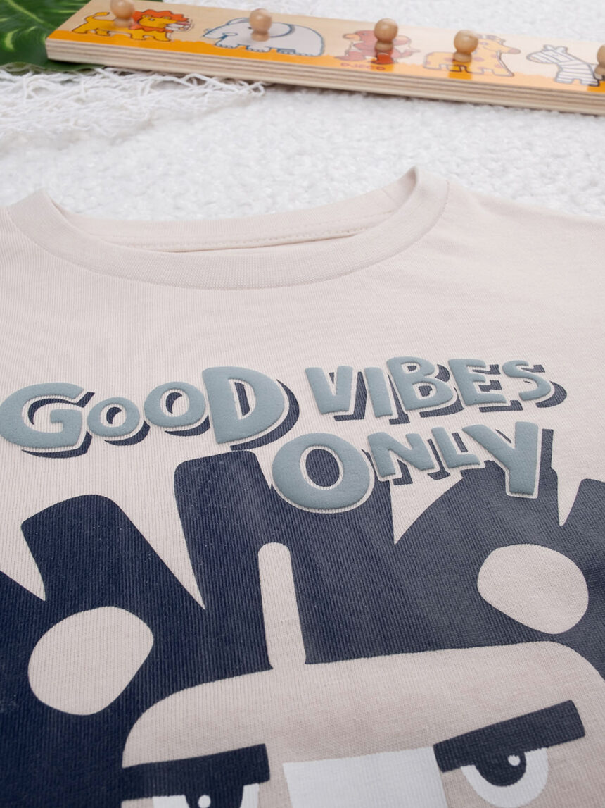 παιδική μπλούζα μπεζ good vibes only για αγόρι - Prénatal