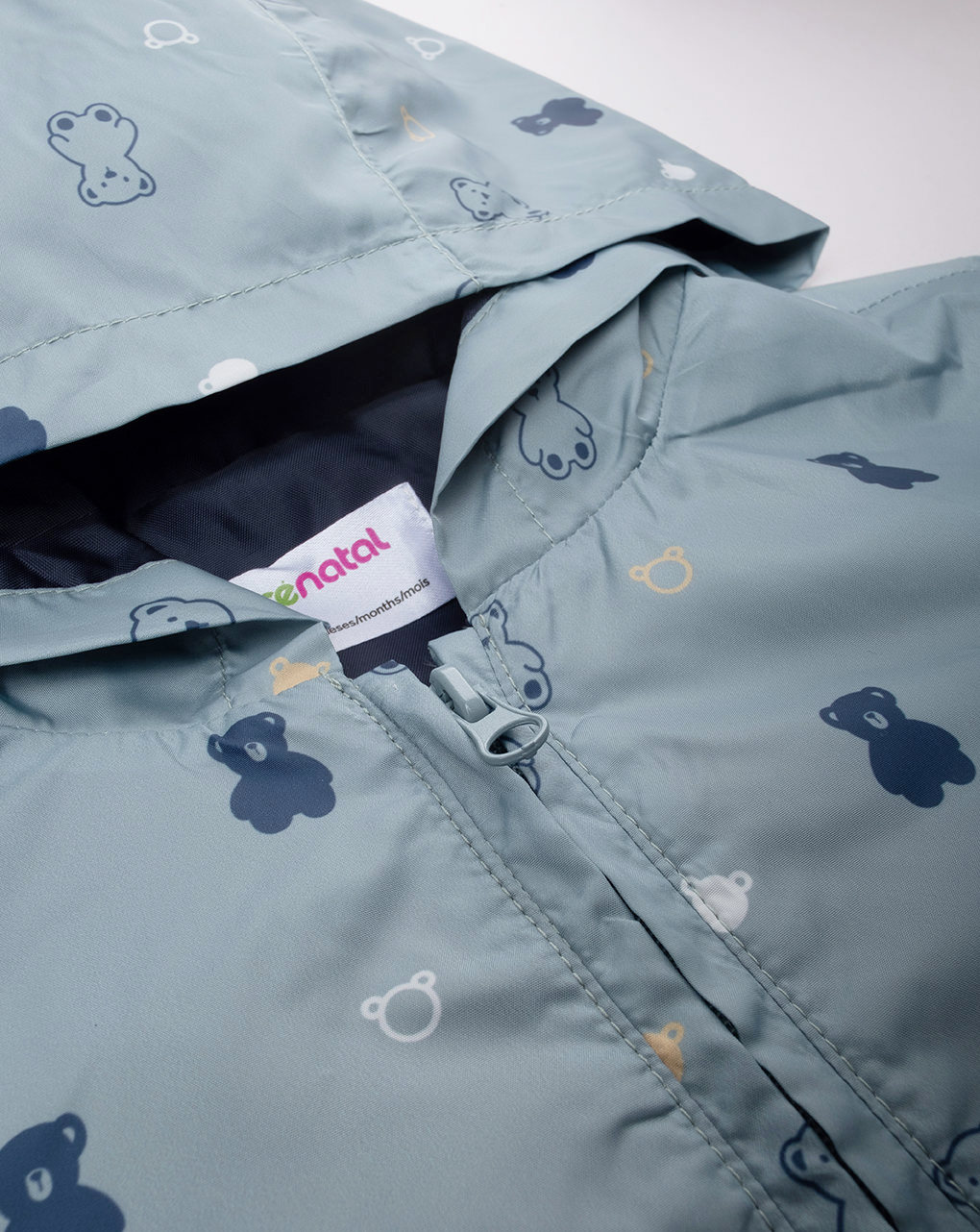βρεφικό αντιανεμικό μπουφάν γκριζοπράσινο με αρκουδάκια για αγόρι - Prénatal