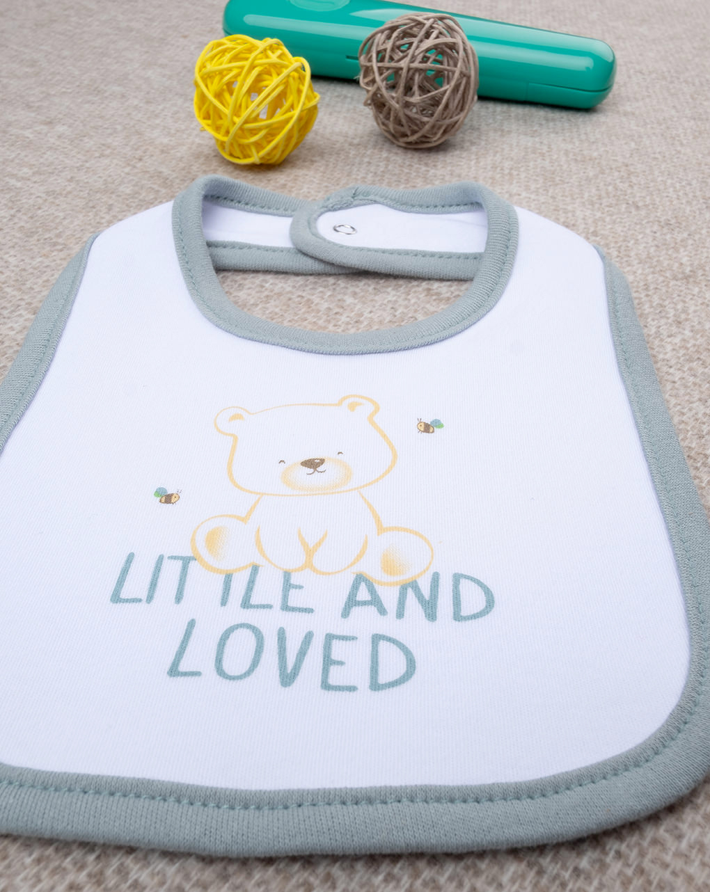 βρεφική σαλιάρα λευκή με αρκουδάκι για αγόρι - Prénatal