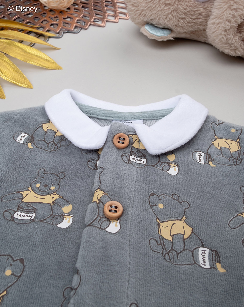 βρεφικό φορμάκι σενίλ γκριζοπράσινο winnie για αγόρι - Prénatal