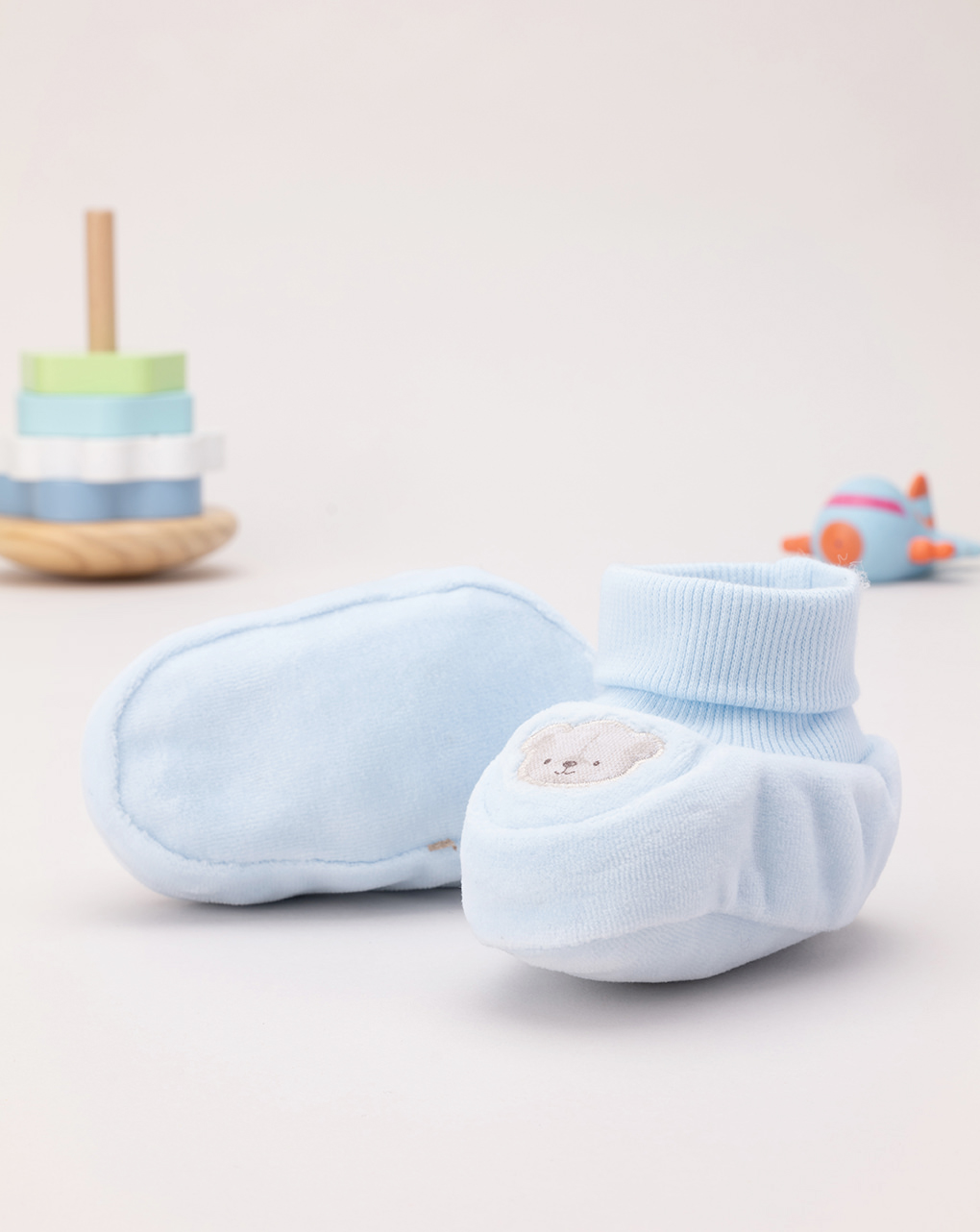 βρεφικά παπουτσάκια αγκαλιάς γαλάζια με αρκουδάκια για αγόρι - Prénatal