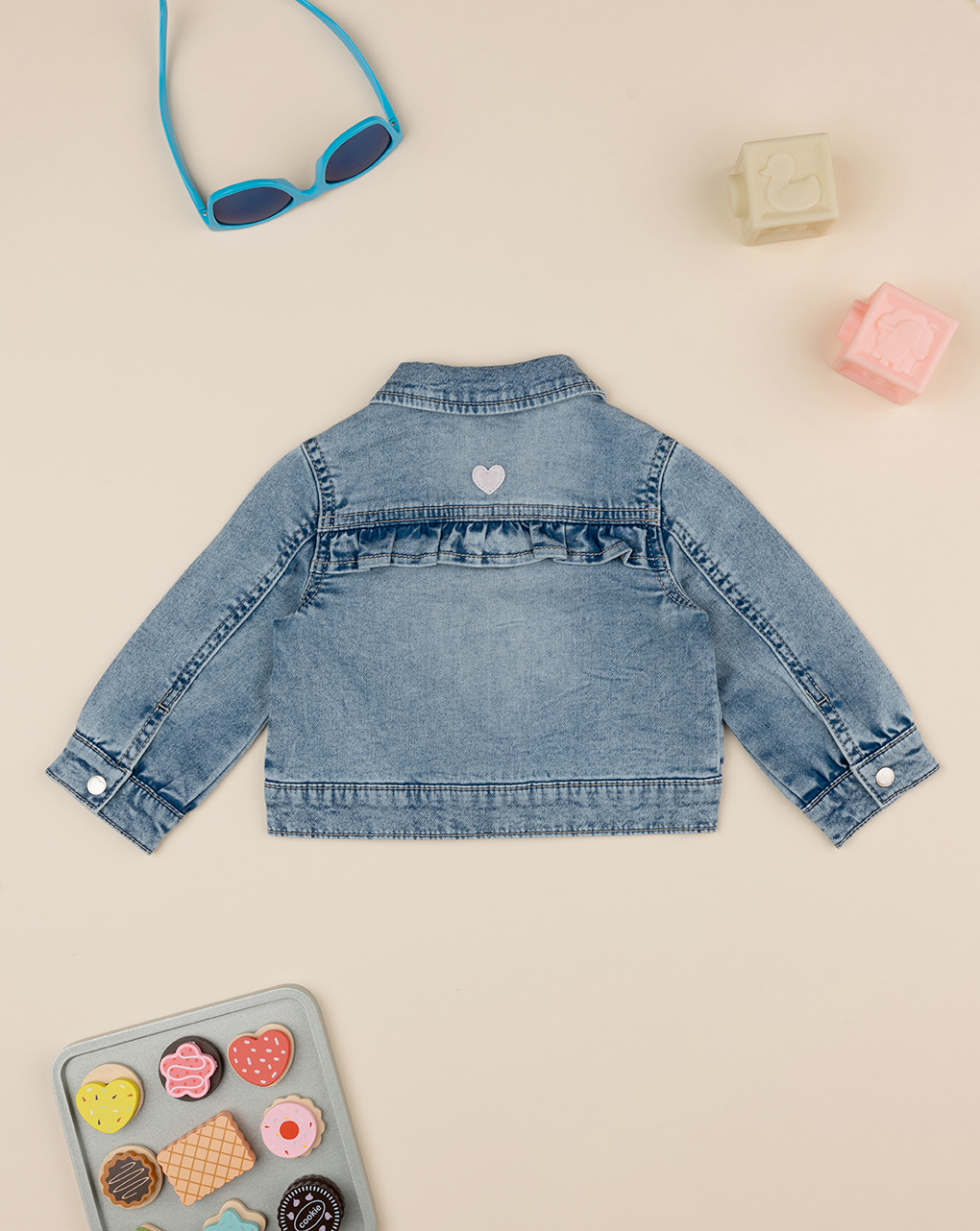 βρεφικό τζιν μπουφάν μπλε με βολάν για κορίτσι - Prénatal