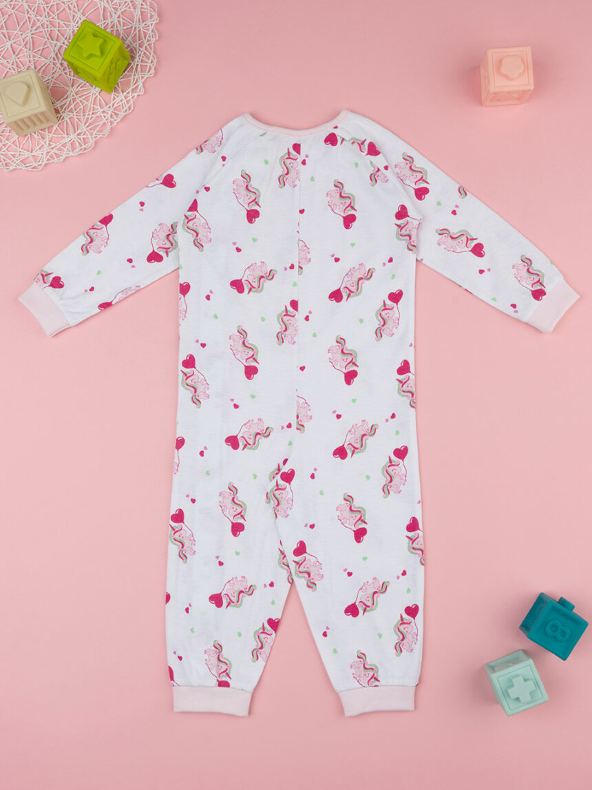 βρεφική ολόσωμη πιτζάμα λευκή με μονόκερους για κορίτσι - Prénatal