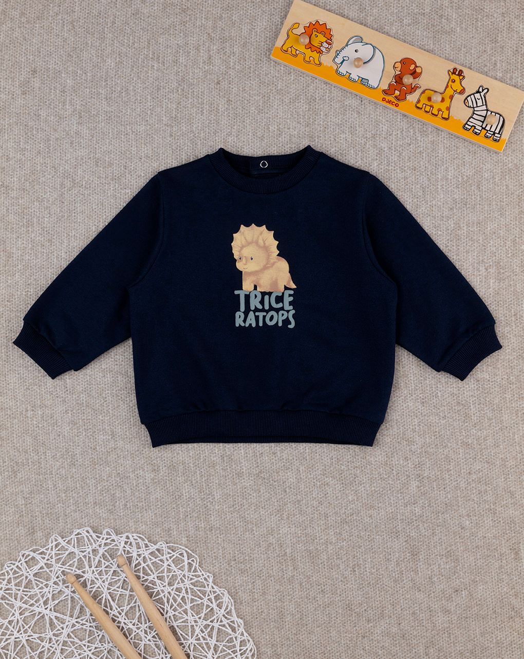 βρεφική μπλούζα φούτερ μπλε triceratops για αγόρι