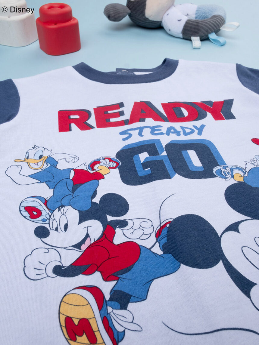 βρεφική ολόσωμη πιτζάμα λευκό/μπλε mickey για αγόρι - Prénatal