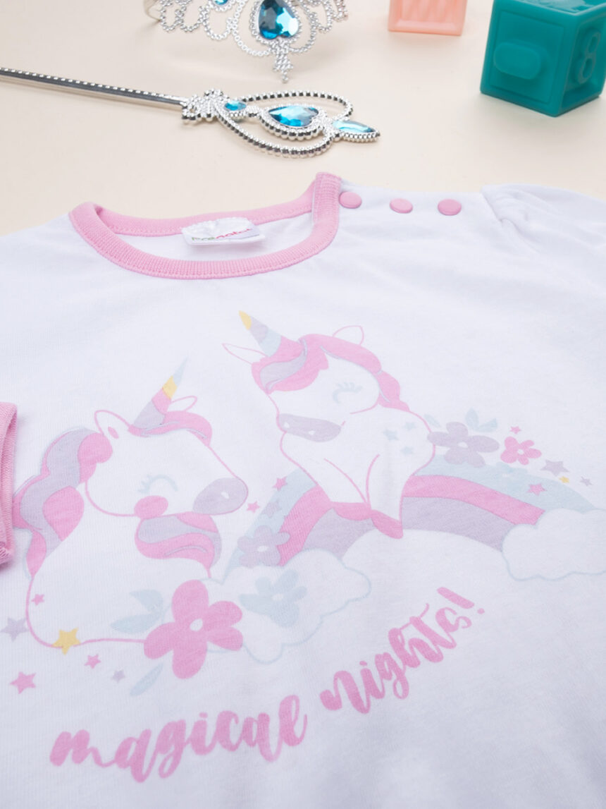 βρεφική πιτζάμα λευκή/ροζ μονόκερος για κορίτσι - Prénatal