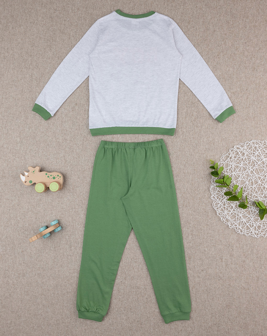 παιδική πιτζάμα γκρι/πράσινη dino για αγόρι - Prénatal