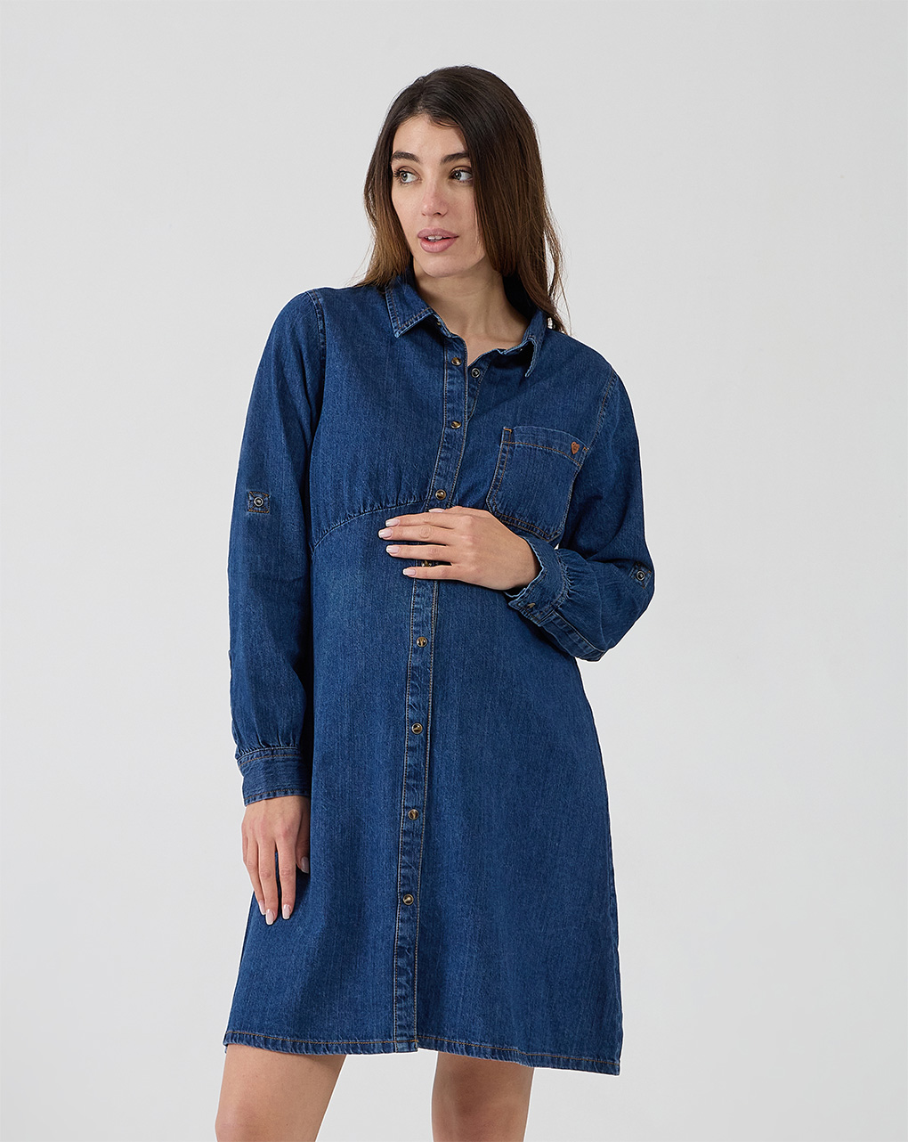 γυναικείο τζιν φόρεμα εγκυμοσύνης/θηλασμού μπλε - Prénatal