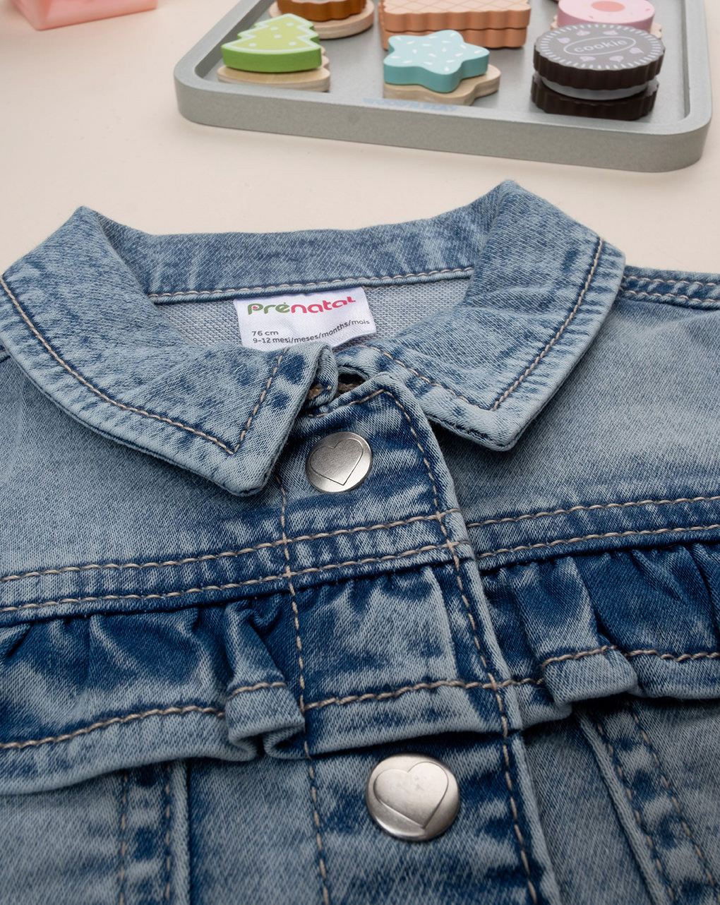 βρεφικό τζιν μπουφάν μπλε με βολάν για κορίτσι - Prénatal