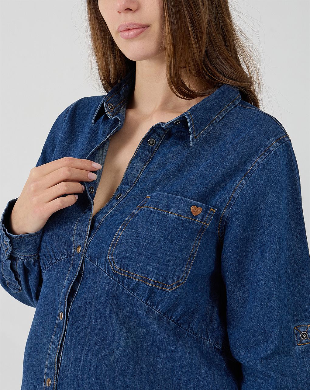 γυναικείο τζιν φόρεμα εγκυμοσύνης/θηλασμού μπλε - Prénatal