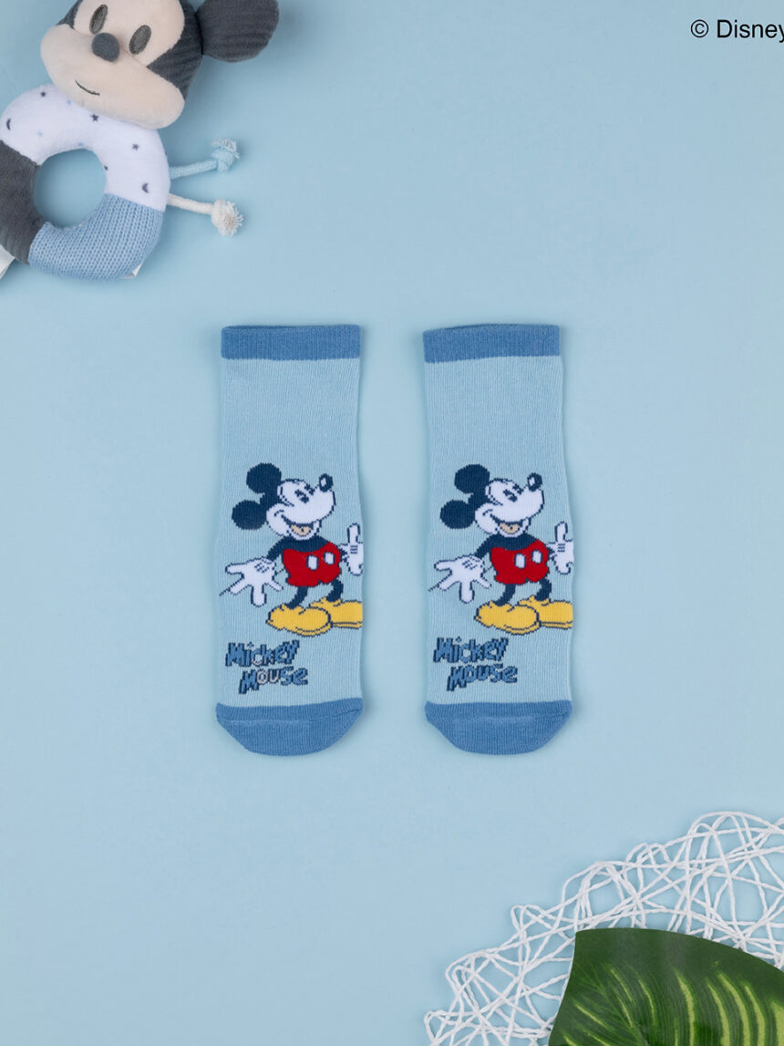 βρεφικές αντιολισθητικές κάλτσες μπλε με το mickey για αγόρι - Prénatal