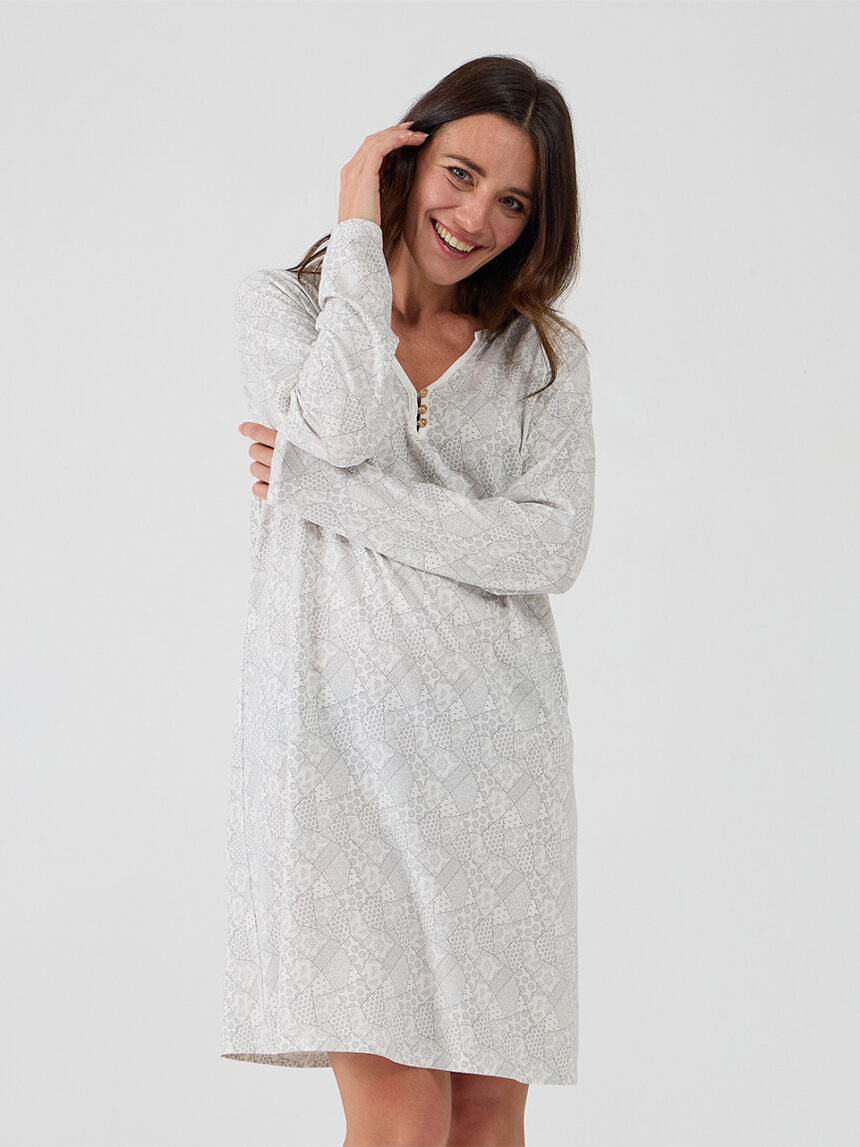 γυναικείο νυχτικό εγκυμοσύνης/θηλασμού λευκό φλοράλ - Prénatal