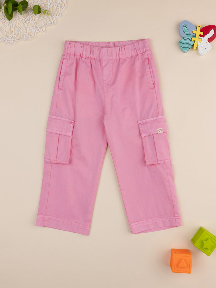 παιδικό παντελόνι cargo ροζ για κορίτσι - Prénatal