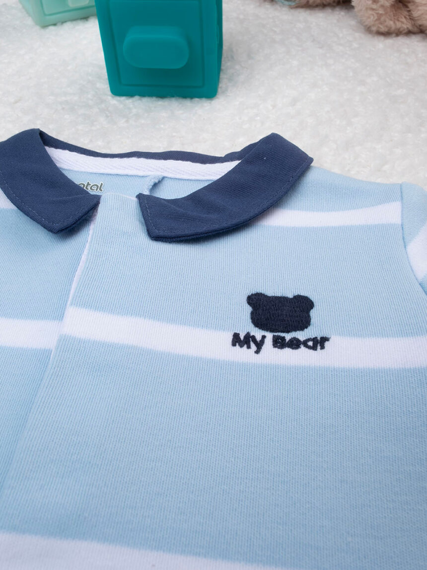 βρεφικό φορμάκι ριγέ γαλάζιο/λευκό my bear για αγόρι - Prénatal