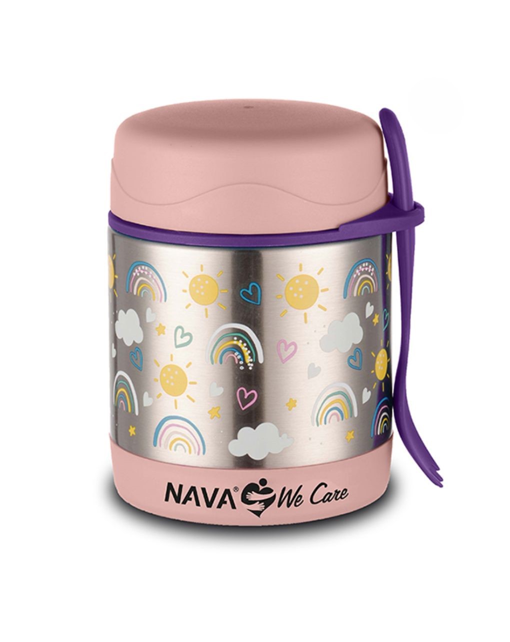 Nava παιδικό ισοθερμικό δοχείο φαγητού στρογγυλό "we care" 350ml pink 10-001-010 - Nava