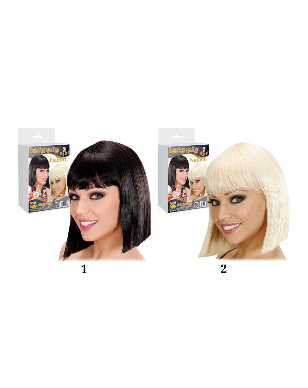 τσα-φαλ αποκριάτικη περούκα ναόμι καρέ (2 χρώματα) α5337