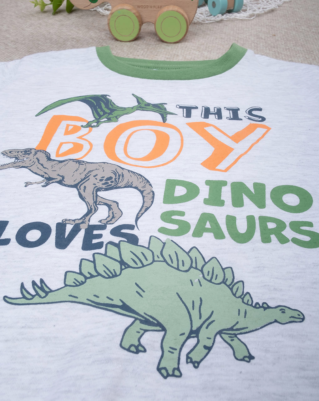 παιδική πιτζάμα γκρι/πράσινη dino για αγόρι - Prénatal