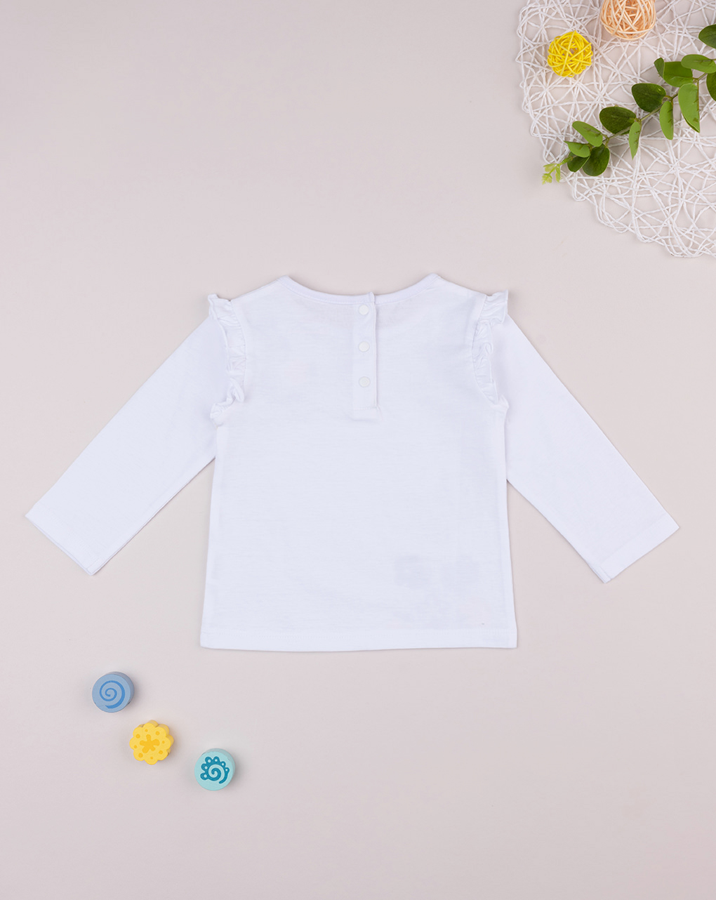 βρεφική μπλούζα λευκή με λουλούδια για κορίτσι - Prénatal
