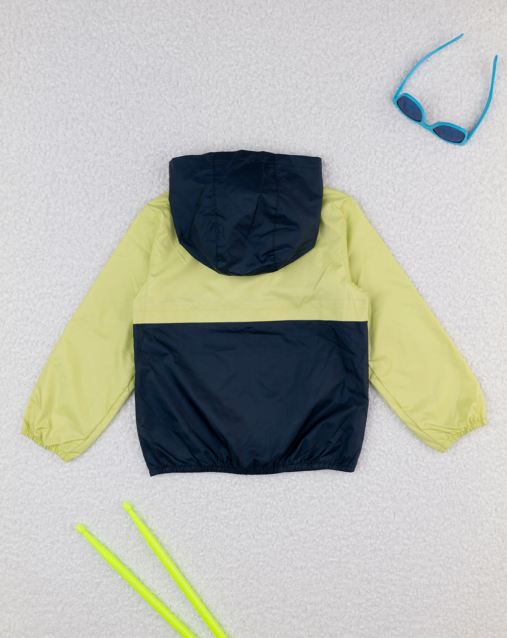 παιδικό αντιανεμικό μπουφάν λαχανί/μπλε με δεινόσαυρο για αγόρι - Prénatal